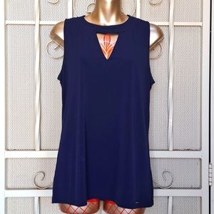 MICHAEL KORS Navy VNeck Choker Tank. Size Med